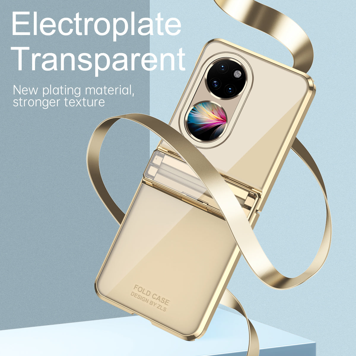 For Huawei P50 Pocket Electroplating Clear Case Hard PC Protective Phone Cover