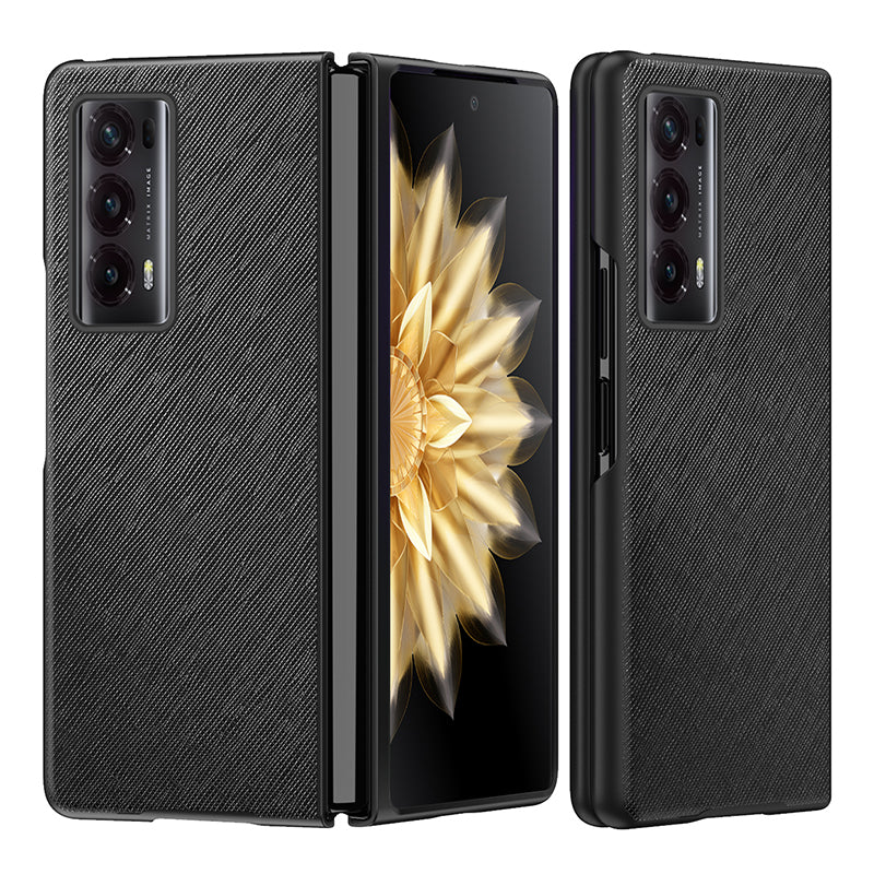 For Honor Magic V2 5G PU Leather + PC Rubberized Phone Case Cross Texture Folding Cover