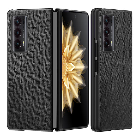 For Honor Magic V2 5G PU Leather + PC Rubberized Phone Case Cross Texture Folding Cover