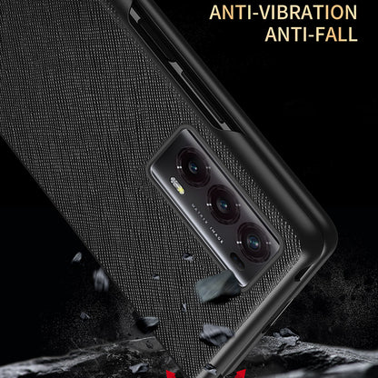 For Honor Magic V2 5G PU Leather + PC Rubberized Phone Case Cross Texture Folding Cover