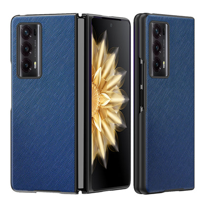 For Honor Magic V2 5G PU Leather + PC Rubberized Phone Case Cross Texture Folding Cover