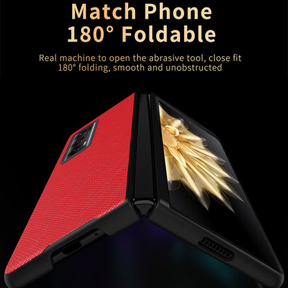 For Honor Magic V2 5G PU Leather + PC Rubberized Phone Case Cross Texture Folding Cover