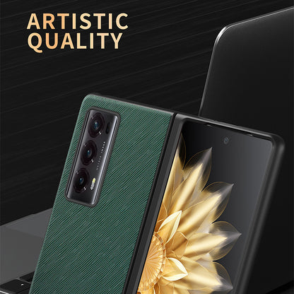 For Honor Magic V2 5G PU Leather + PC Rubberized Phone Case Cross Texture Folding Cover