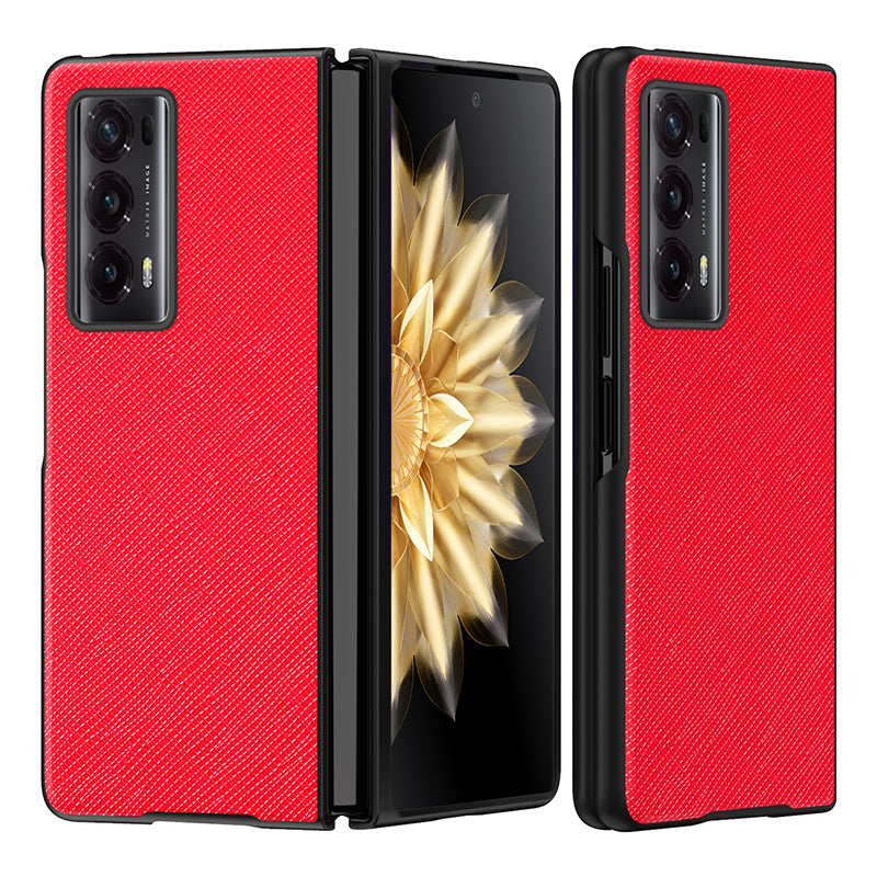 For Honor Magic V2 5G PU Leather + PC Rubberized Phone Case Cross Texture Folding Cover