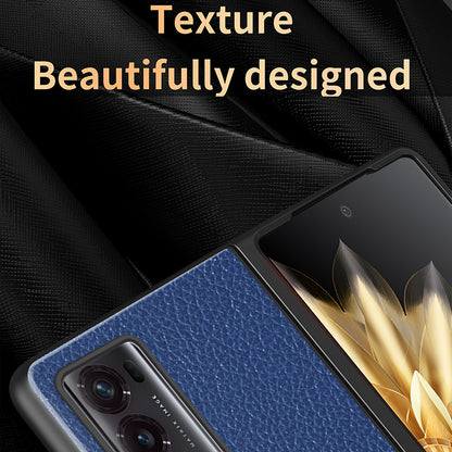 For Honor Magic V2 5G PU Leather Coated PC Phone Case Litchi Texture Rubberized Shockproof Cover