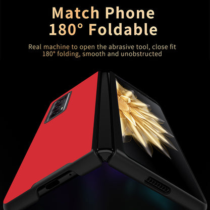 For Honor Magic V2 5G PU Leather Coated PC Phone Case Litchi Texture Rubberized Shockproof Cover