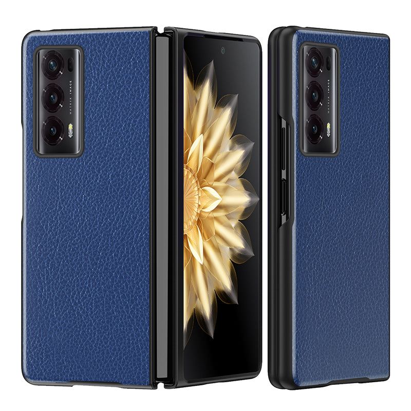 For Honor Magic V2 5G PU Leather Coated PC Phone Case Litchi Texture Rubberized Shockproof Cover