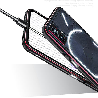 For Nothing Phone (2) Metal Frame Bumper Case Shock Absorbent Bumper Cover with Camera Lens Guard