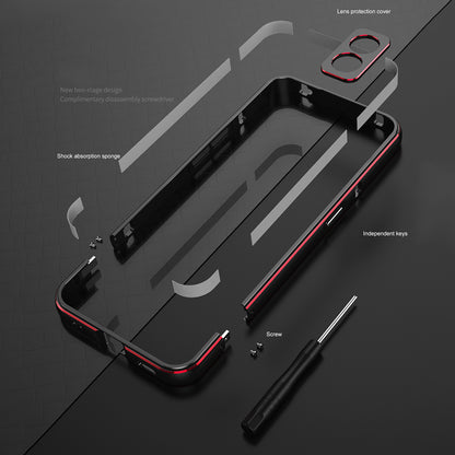 For Nothing Phone (2) Metal Frame Bumper Case Shock Absorbent Bumper Cover with Camera Lens Guard