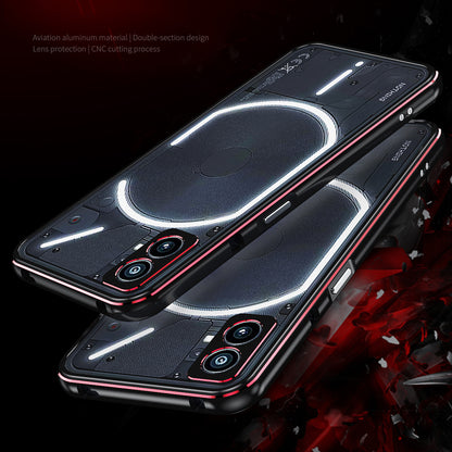 For Nothing Phone (2) Metal Frame Bumper Case Shock Absorbent Bumper Cover with Camera Lens Guard