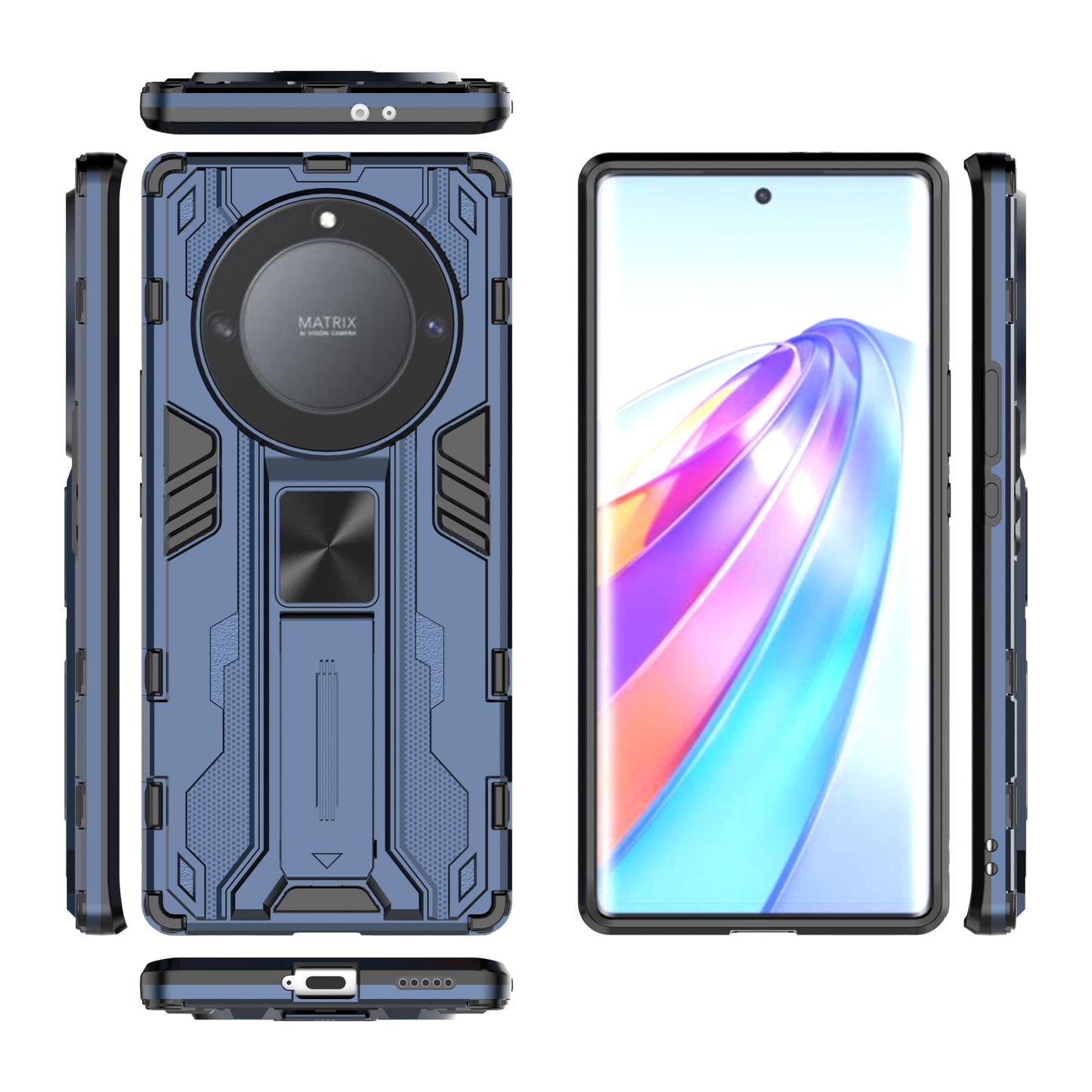 For Honor X9a 5G / X40 5G Phone Cover with Kickstand Hard PC + Soft TPU Anti-drop Protective Case