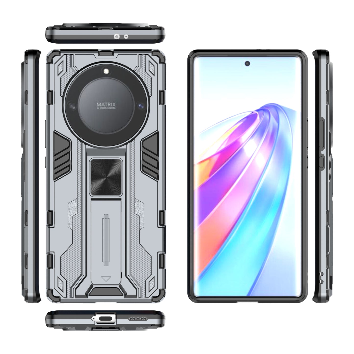 For Honor X9a 5G / X40 5G Phone Cover with Kickstand Hard PC + Soft TPU Anti-drop Protective Case