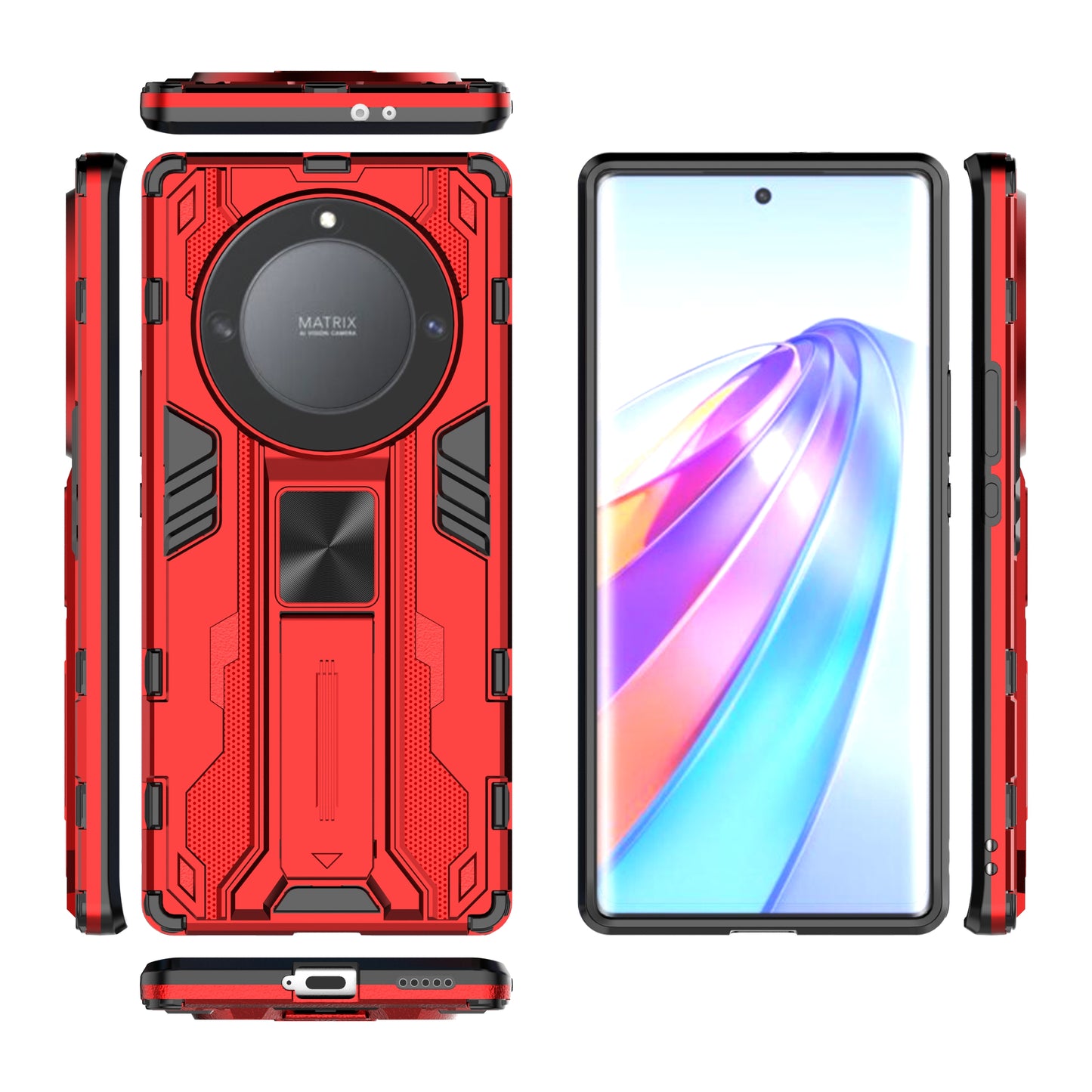 For Honor X9a 5G / X40 5G Phone Cover with Kickstand Hard PC + Soft TPU Anti-drop Protective Case