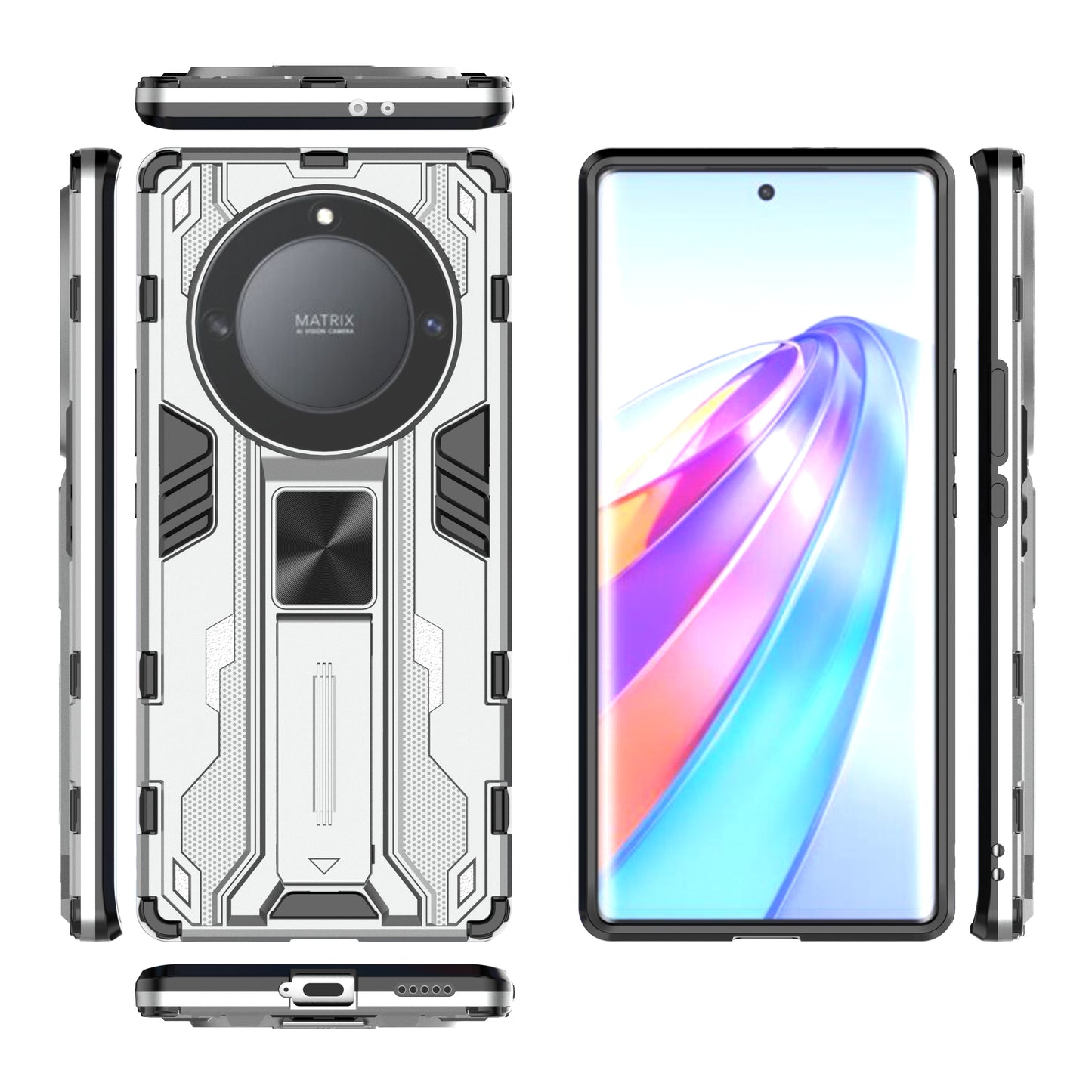 For Honor X9a 5G / X40 5G Phone Cover with Kickstand Hard PC + Soft TPU Anti-drop Protective Case