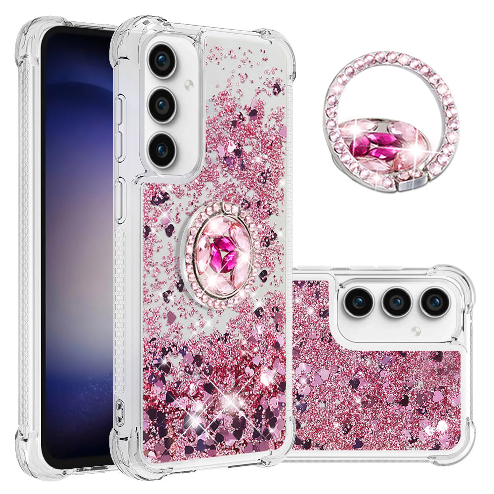YB Quicksand Series-7 For Samsung Galaxy S23 FE Kickstand TPU Case Floating Bling Glitter Phone Cover
