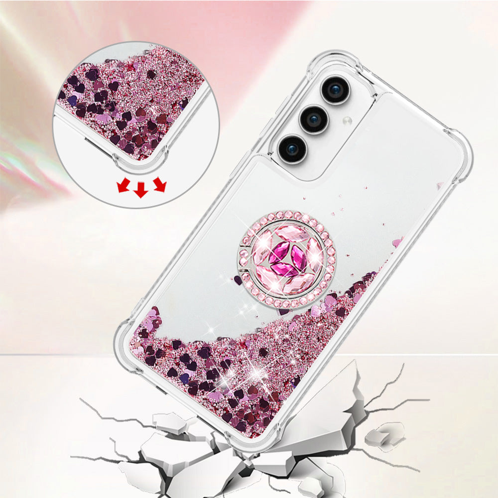 YB Quicksand Series-7 For Samsung Galaxy S23 FE Kickstand TPU Case Floating Bling Glitter Phone Cover