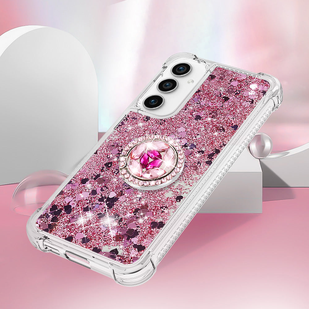 YB Quicksand Series-7 For Samsung Galaxy S23 FE Kickstand TPU Case Floating Bling Glitter Phone Cover