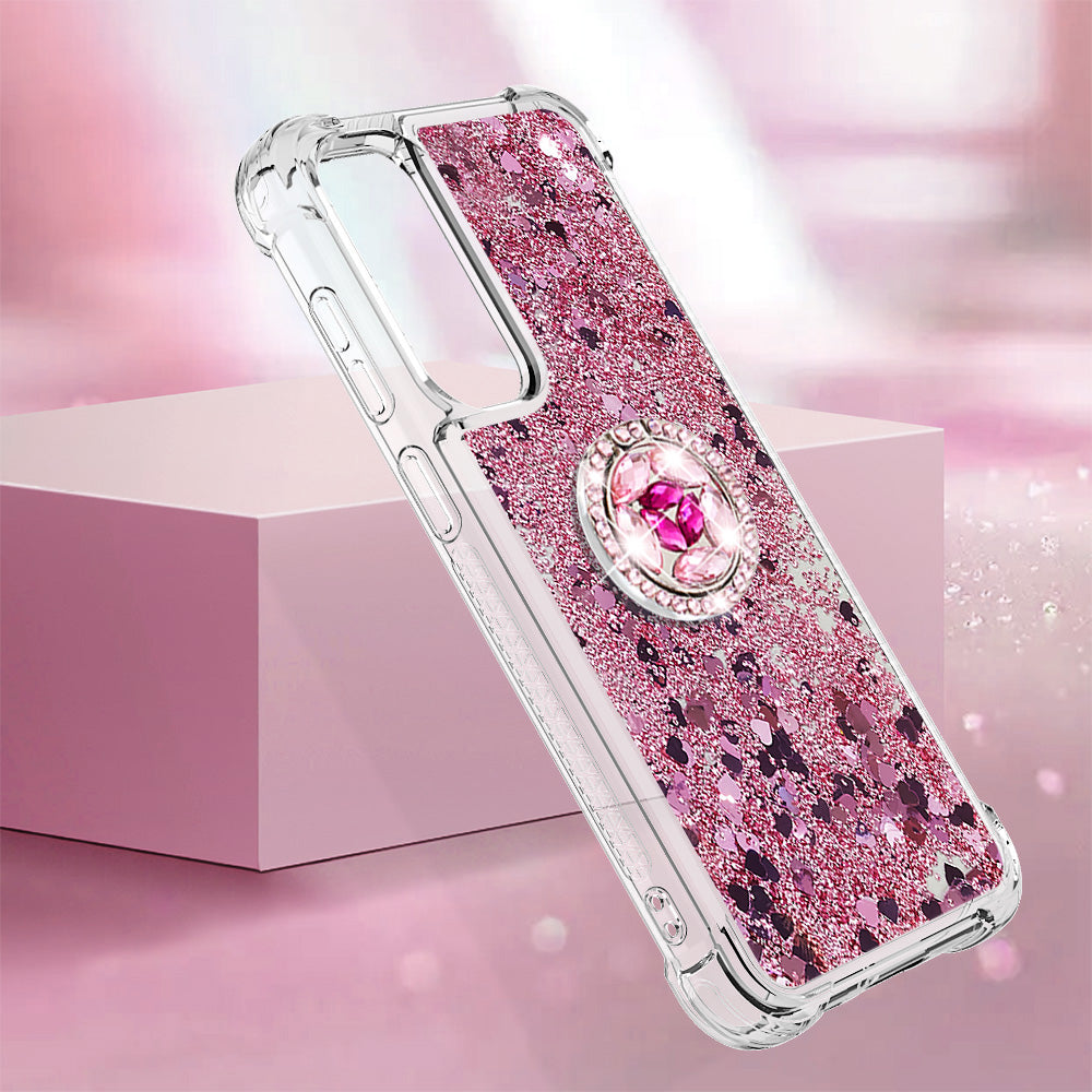 YB Quicksand Series-7 For Samsung Galaxy S23 FE Kickstand TPU Case Floating Bling Glitter Phone Cover