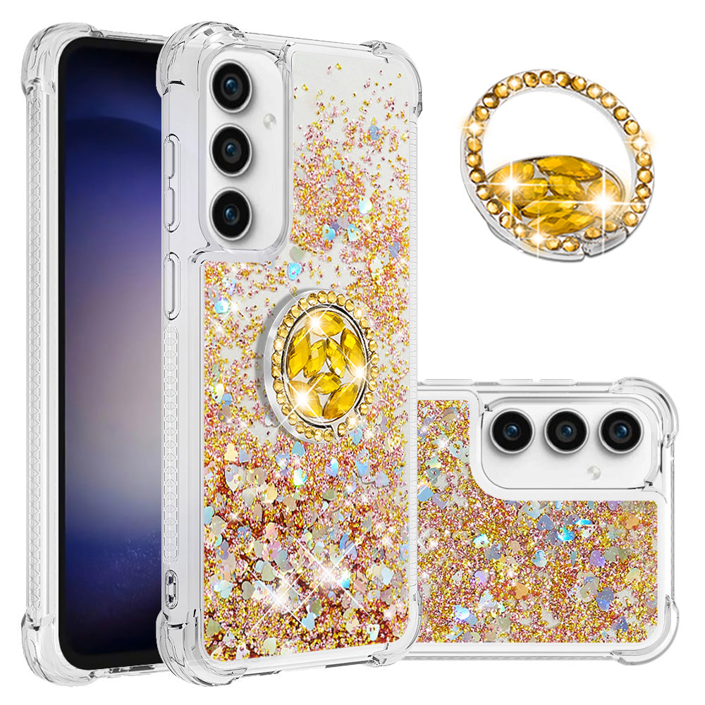 YB Quicksand Series-7 For Samsung Galaxy S23 FE Kickstand TPU Case Floating Bling Glitter Phone Cover