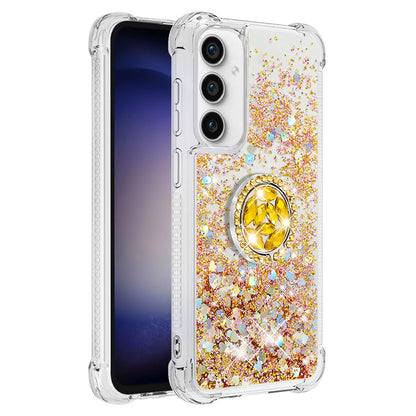 YB Quicksand Series-7 For Samsung Galaxy S23 FE Kickstand TPU Case Floating Bling Glitter Phone Cover