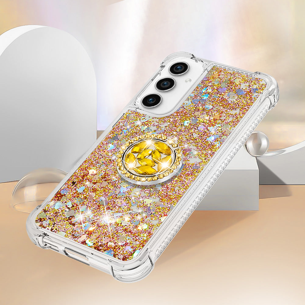 YB Quicksand Series-7 For Samsung Galaxy S23 FE Kickstand TPU Case Floating Bling Glitter Phone Cover