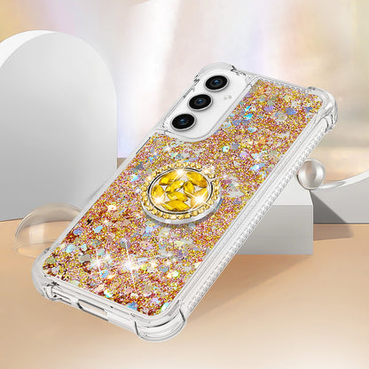 YB Quicksand Series-7 For Samsung Galaxy S23 FE Kickstand TPU Case Floating Bling Glitter Phone Cover