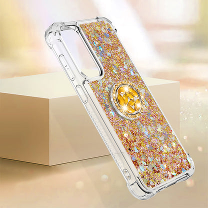YB Quicksand Series-7 For Samsung Galaxy S23 FE Kickstand TPU Case Floating Bling Glitter Phone Cover