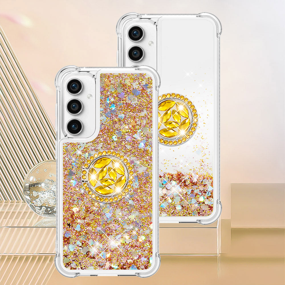 YB Quicksand Series-7 For Samsung Galaxy S23 FE Kickstand TPU Case Floating Bling Glitter Phone Cover