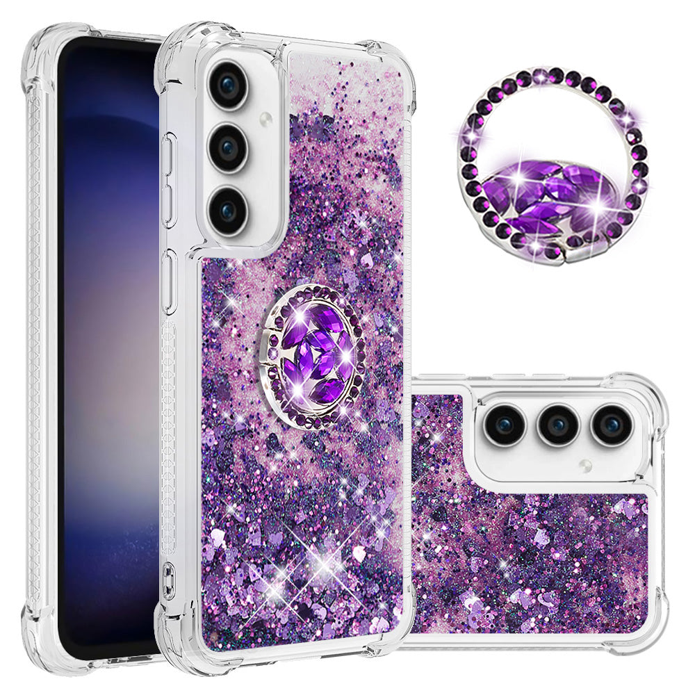 YB Quicksand Series-7 For Samsung Galaxy S23 FE Kickstand TPU Case Floating Bling Glitter Phone Cover