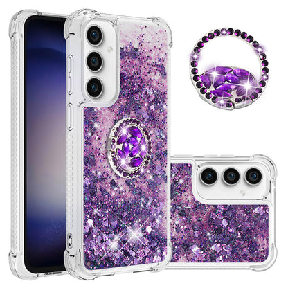 YB Quicksand Series-7 For Samsung Galaxy S23 FE Kickstand TPU Case Floating Bling Glitter Phone Cover