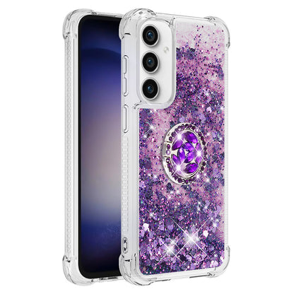 YB Quicksand Series-7 For Samsung Galaxy S23 FE Kickstand TPU Case Floating Bling Glitter Phone Cover