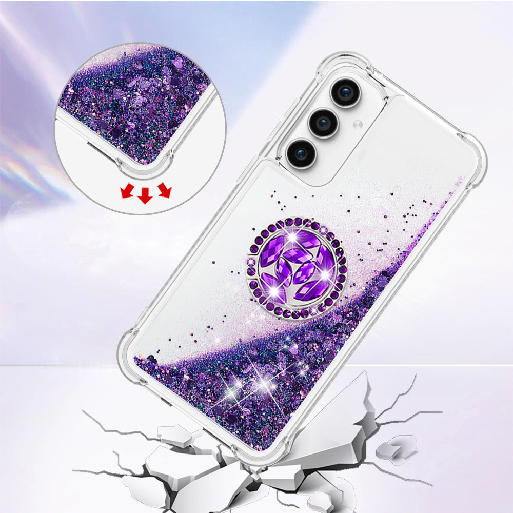 YB Quicksand Series-7 For Samsung Galaxy S23 FE Kickstand TPU Case Floating Bling Glitter Phone Cover