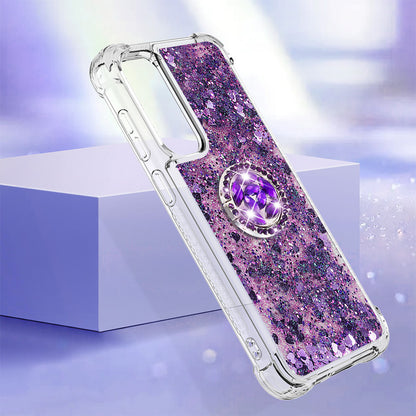 YB Quicksand Series-7 For Samsung Galaxy S23 FE Kickstand TPU Case Floating Bling Glitter Phone Cover