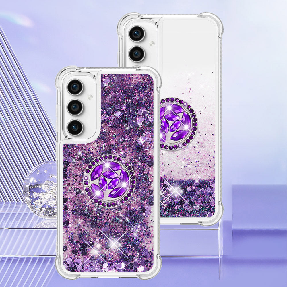 YB Quicksand Series-7 For Samsung Galaxy S23 FE Kickstand TPU Case Floating Bling Glitter Phone Cover