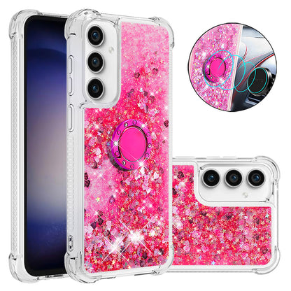 YB Quicksand Series-7 For Samsung Galaxy S23 FE Kickstand TPU Case Floating Bling Glitter Phone Cover
