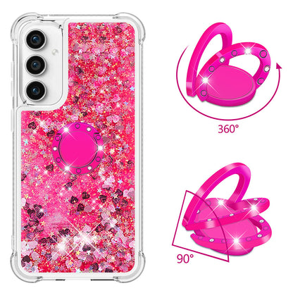 YB Quicksand Series-7 For Samsung Galaxy S23 FE Kickstand TPU Case Floating Bling Glitter Phone Cover