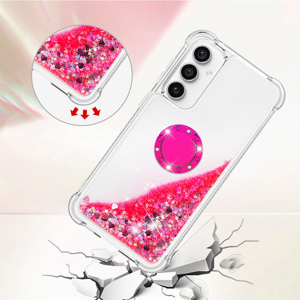 YB Quicksand Series-7 For Samsung Galaxy S23 FE Kickstand TPU Case Floating Bling Glitter Phone Cover