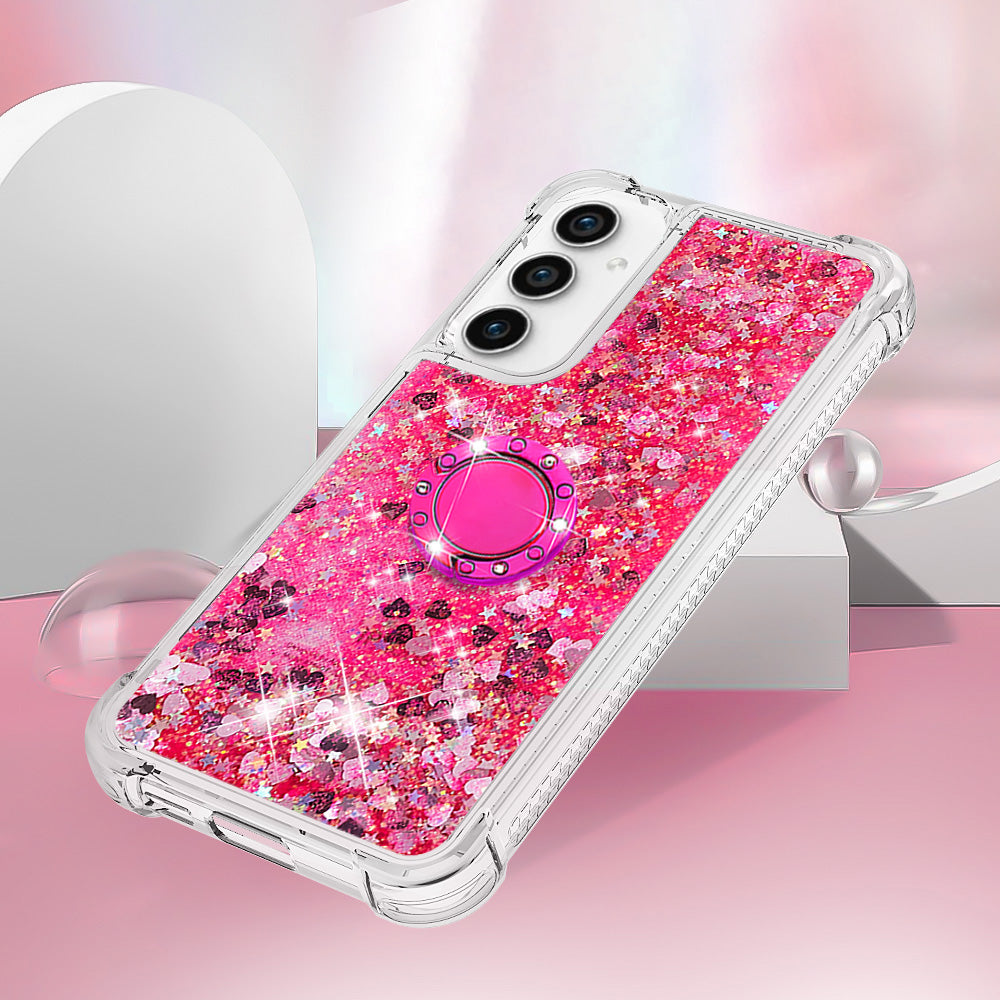 YB Quicksand Series-7 For Samsung Galaxy S23 FE Kickstand TPU Case Floating Bling Glitter Phone Cover