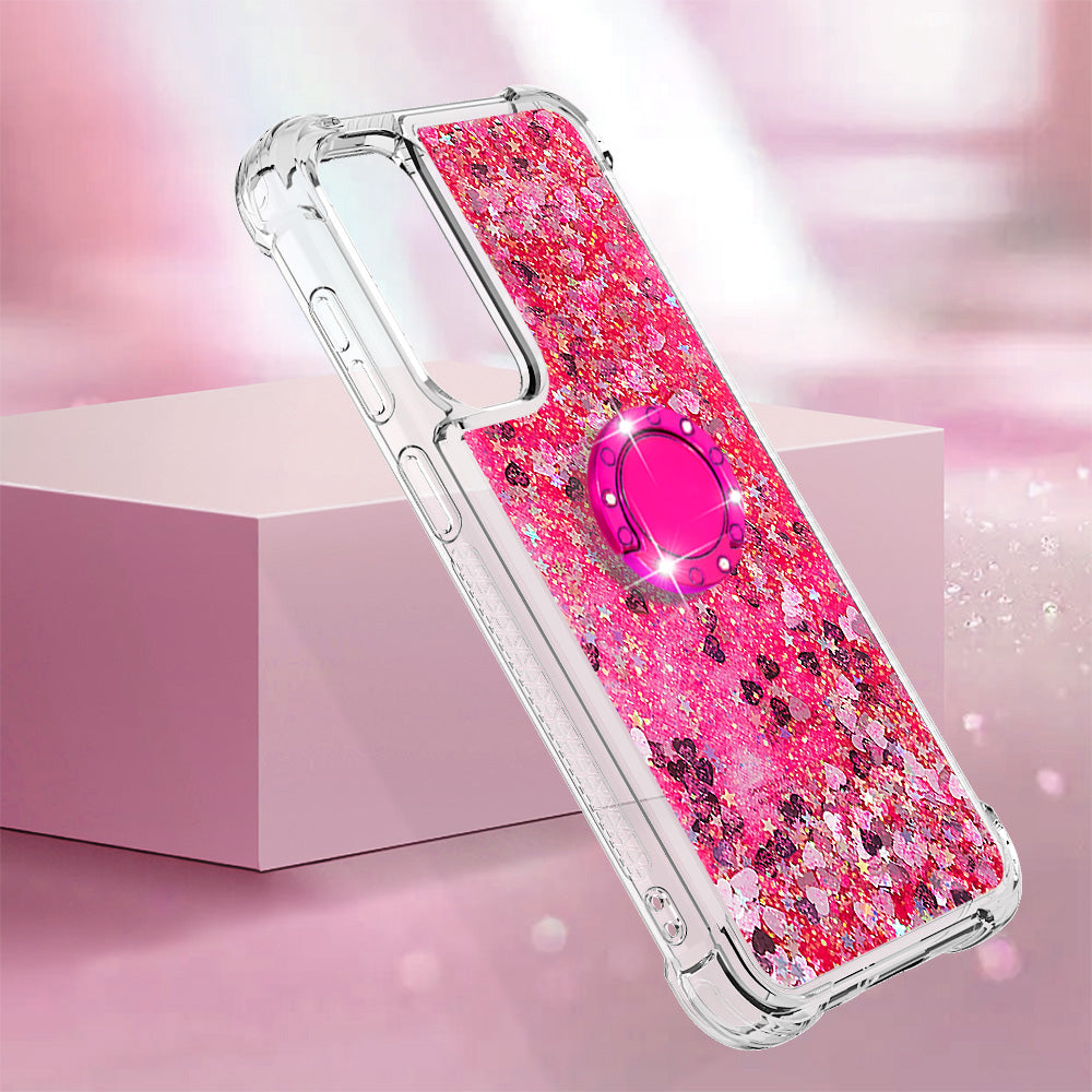 YB Quicksand Series-7 For Samsung Galaxy S23 FE Kickstand TPU Case Floating Bling Glitter Phone Cover