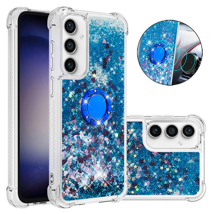 YB Quicksand Series-7 For Samsung Galaxy S23 FE Kickstand TPU Case Floating Bling Glitter Phone Cover