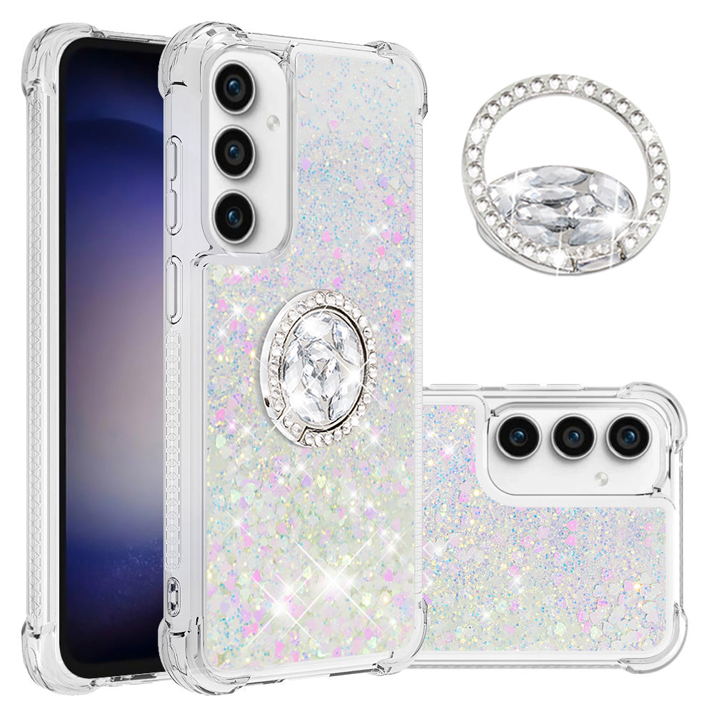 YB Quicksand Series-7 For Samsung Galaxy S23 FE Kickstand TPU Case Floating Bling Glitter Phone Cover