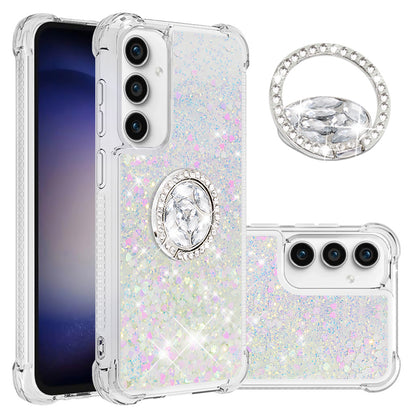 YB Quicksand Series-7 For Samsung Galaxy S23 FE Kickstand TPU Case Floating Bling Glitter Phone Cover