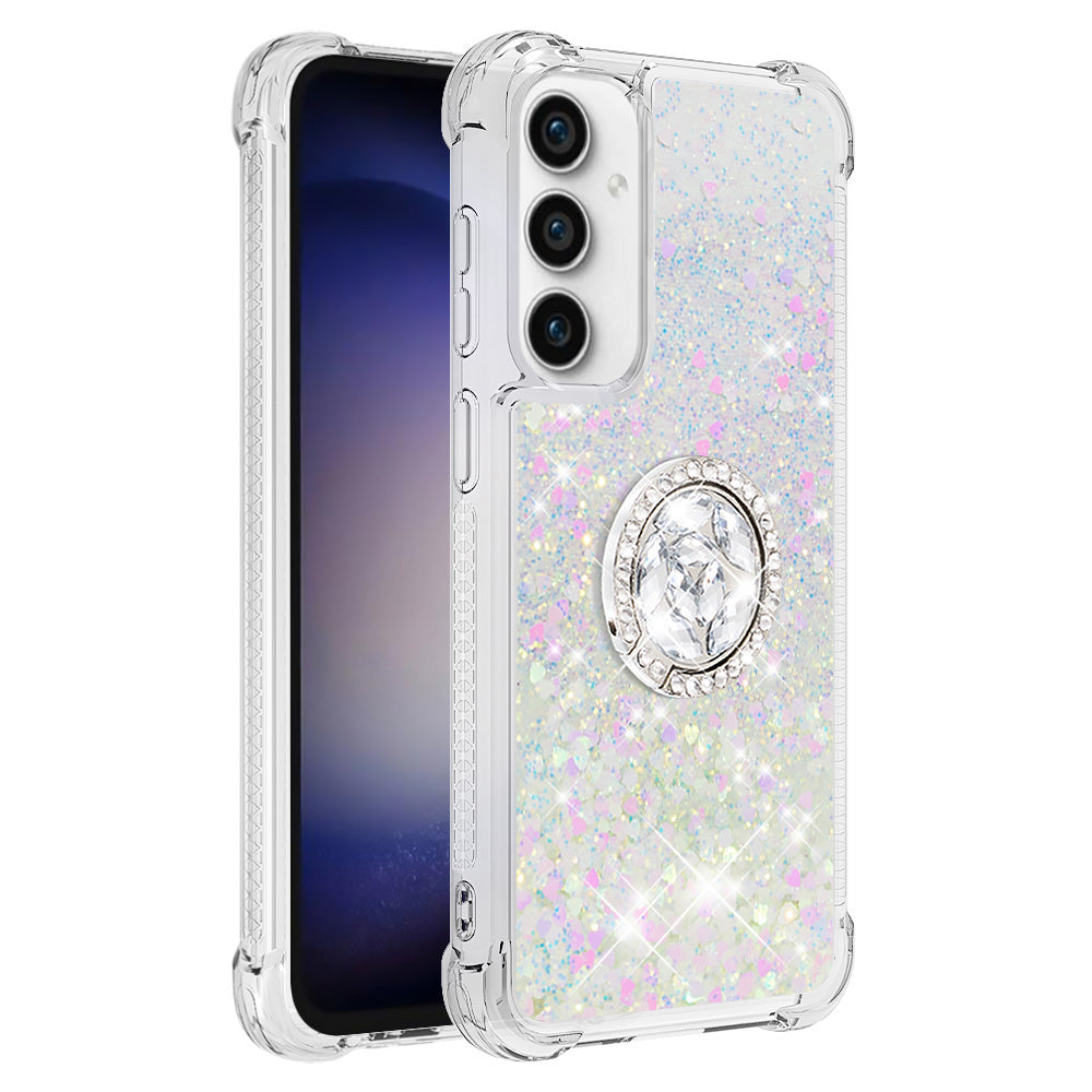 YB Quicksand Series-7 For Samsung Galaxy S23 FE Kickstand TPU Case Floating Bling Glitter Phone Cover