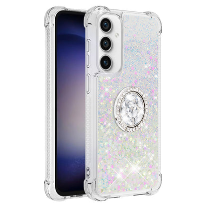 YB Quicksand Series-7 For Samsung Galaxy S23 FE Kickstand TPU Case Floating Bling Glitter Phone Cover