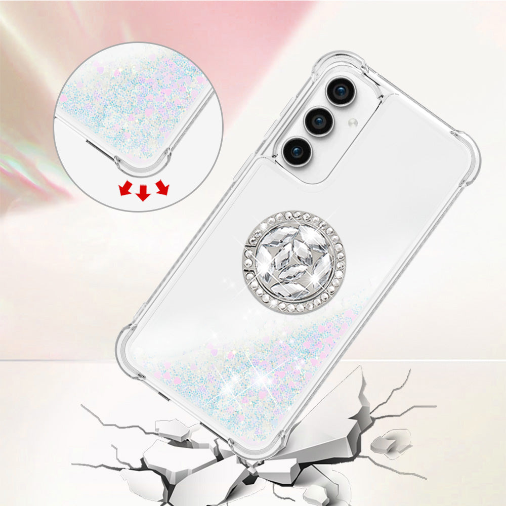 YB Quicksand Series-7 For Samsung Galaxy S23 FE Kickstand TPU Case Floating Bling Glitter Phone Cover