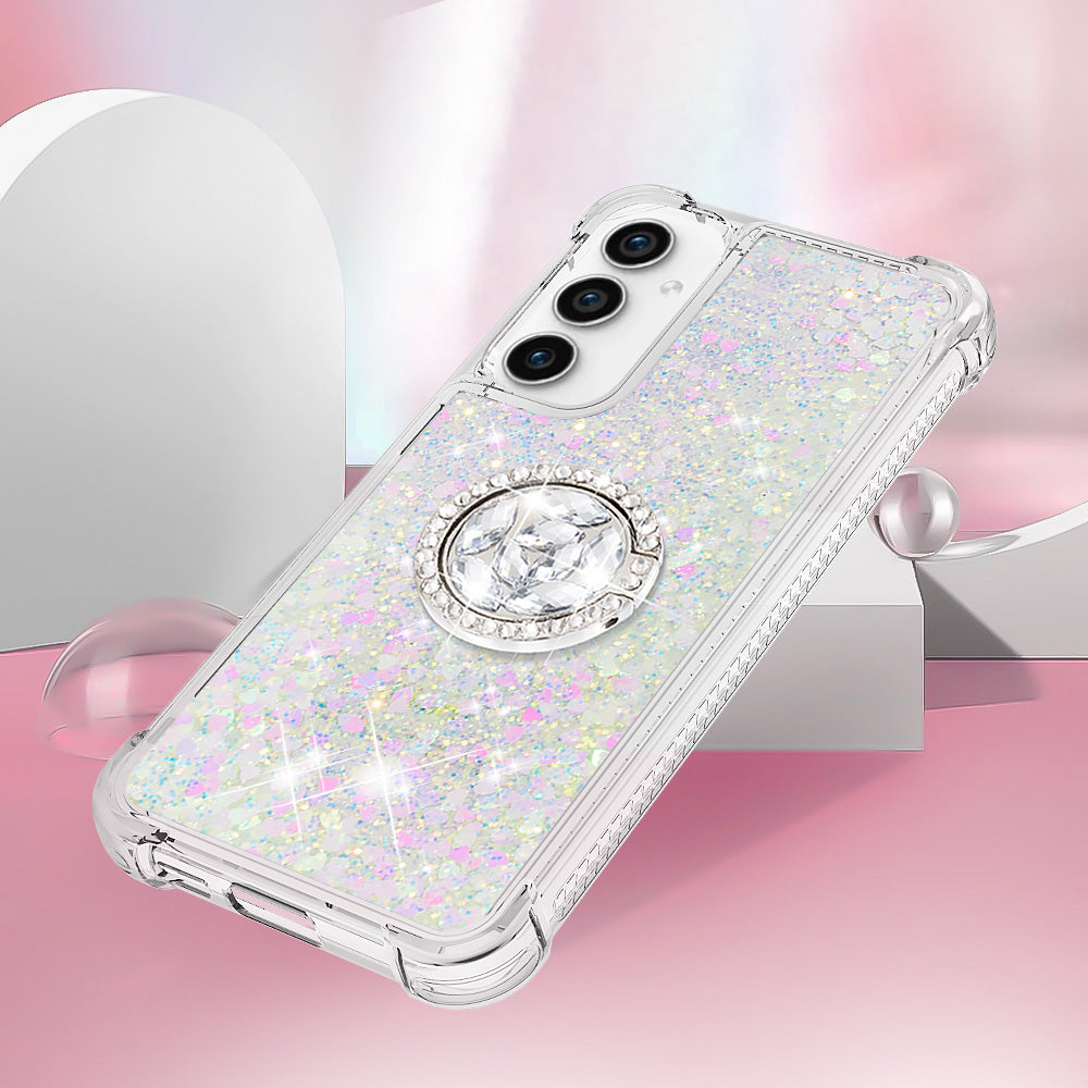 YB Quicksand Series-7 For Samsung Galaxy S23 FE Kickstand TPU Case Floating Bling Glitter Phone Cover