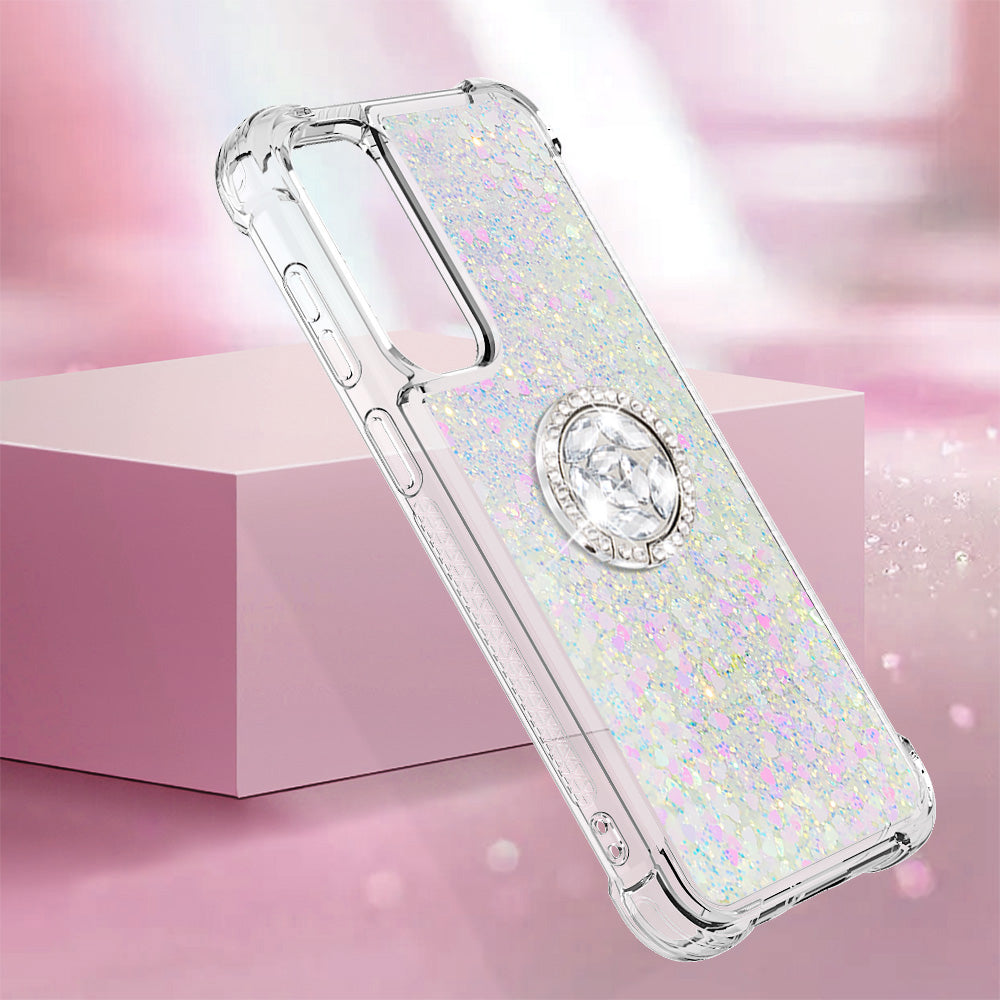 YB Quicksand Series-7 For Samsung Galaxy S23 FE Kickstand TPU Case Floating Bling Glitter Phone Cover