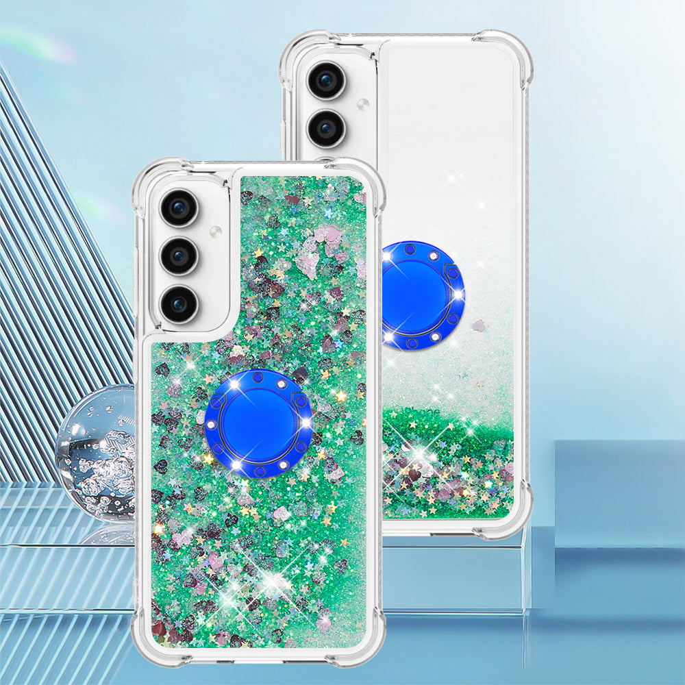 YB Quicksand Series-7 For Samsung Galaxy S23 FE Kickstand TPU Case Floating Bling Glitter Phone Cover