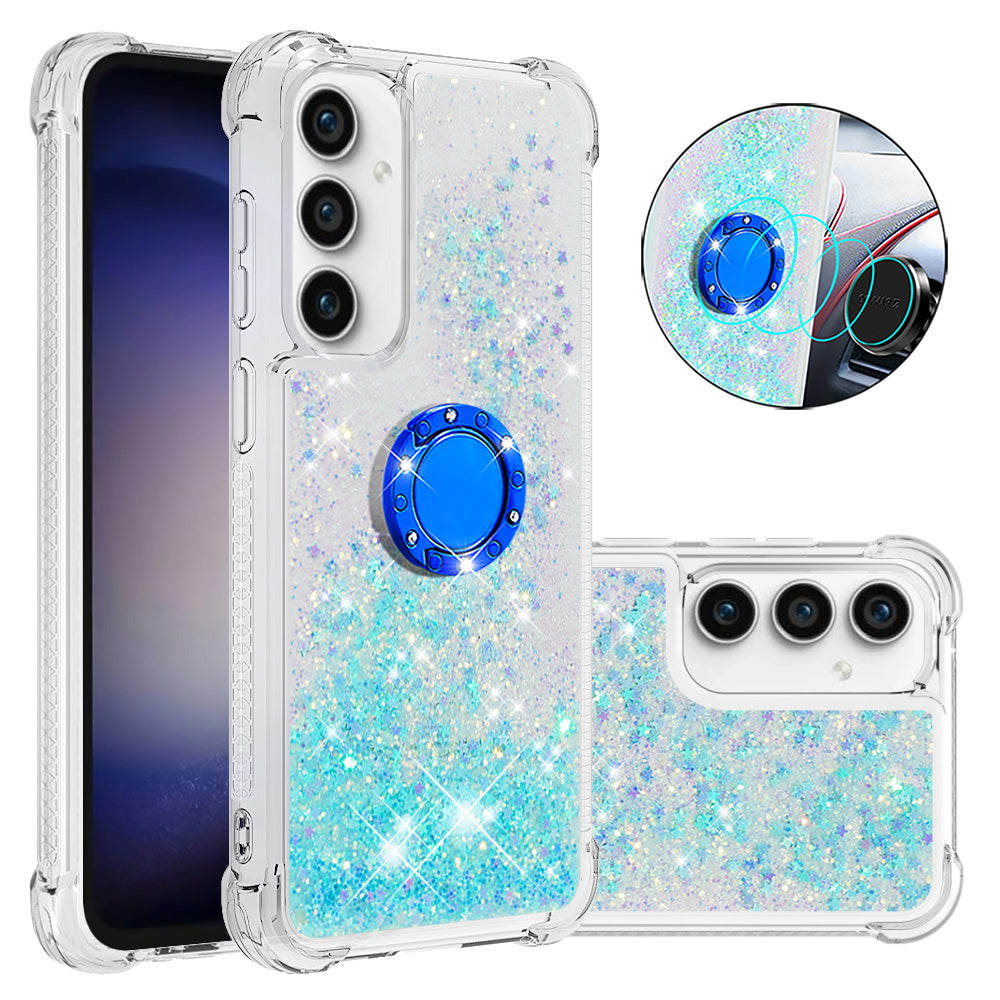 YB Quicksand Series-7 For Samsung Galaxy S23 FE Kickstand TPU Case Floating Bling Glitter Phone Cover