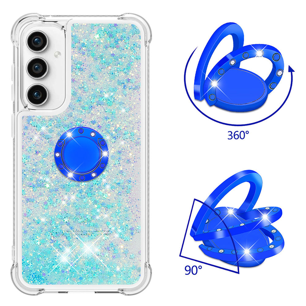 YB Quicksand Series-7 For Samsung Galaxy S23 FE Kickstand TPU Case Floating Bling Glitter Phone Cover